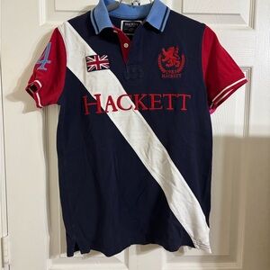 Hackett Navy Polo Shirt with Red and White Accents